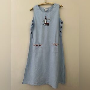 Anthony Richards Sleeveless Nautical Dress size Medium 100% lightweight cotton